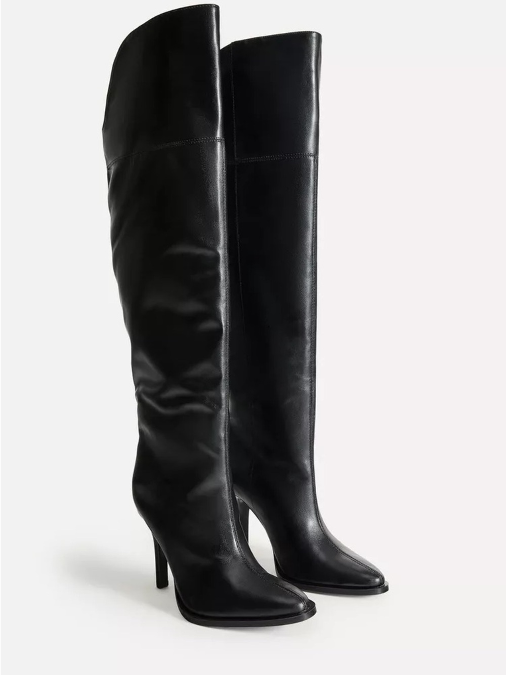 Zara Black Over-the-Knee Pointed-Toe Stiletto Boots